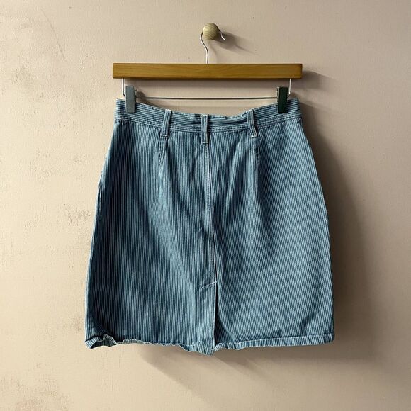 Vintage Bill Blass Jeans Petite Light Blue Striped Denim Mini Skirt Size 8P EUC - Picture 3 of 11
